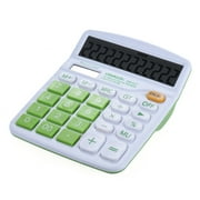 OSALO Handheld Colorful Standard Function Desktop Electronic Calculator Solar and Battery Dual Powered 12 Digits Green