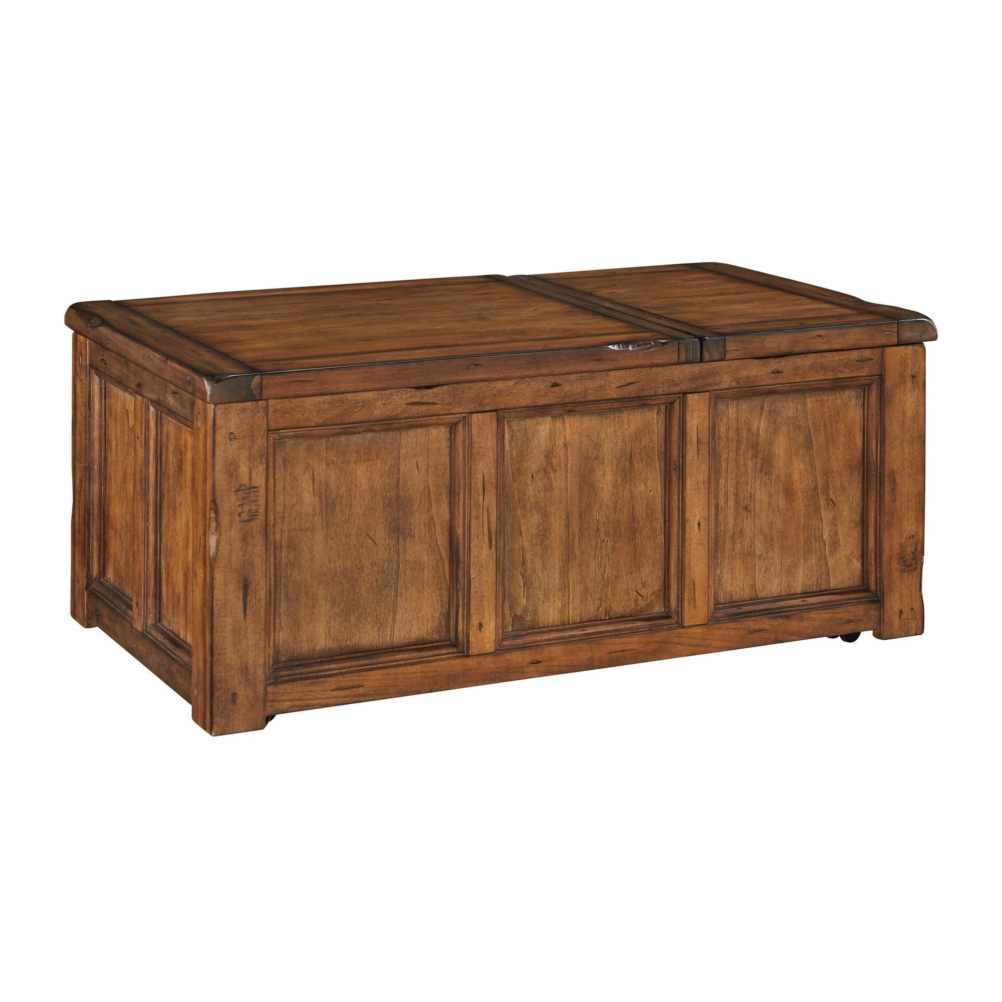 Rustic Rectangular Wooden Lift Top Cocktail Table with Trunk Storage