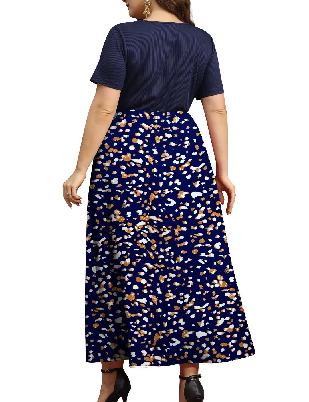 FOLUNSI Women's Plus Size Maxi Dress with Short Sleeves photo 3