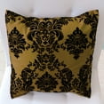 thumbnail image 2 of Flocked Damask Decorative Throw Pillow/Sham Cushion Cover Black on Gold, 2 of 2