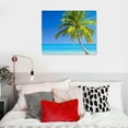 thumbnail image 5 of ONETECH  Wall Art Canvas Painting Palms and Beach A Beach With Palm Trees on White Beaches and Blue Oceans Picture Poster Print Framed and Stretched Ready to Hang for Living Room Bedroom, 5 of 5