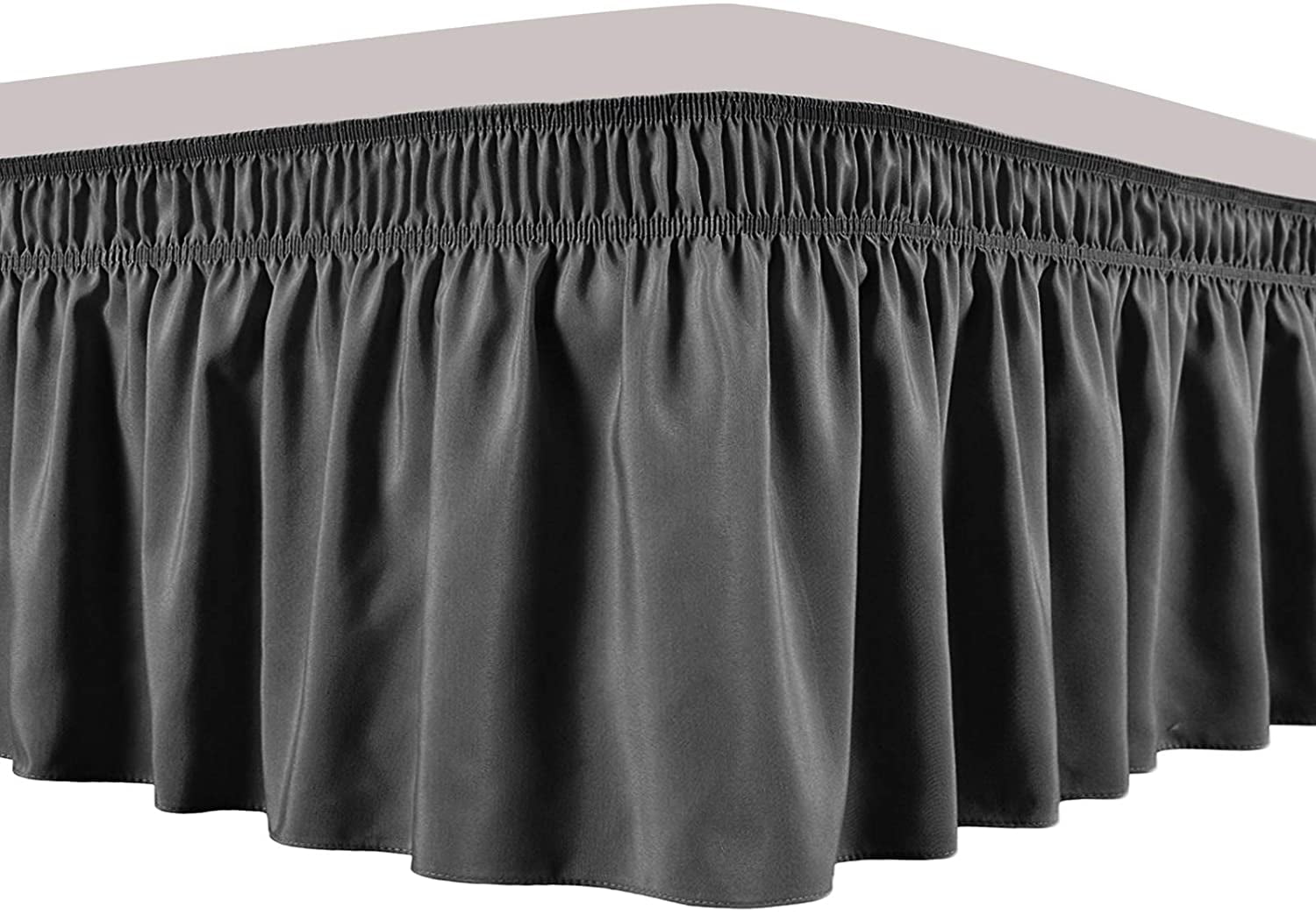 Elastic Embroidered Bed Ruffle Skirt Valance Easy Fit Wrap Around Soft Queen Bed 