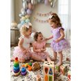 thumbnail image 4 of RUINIXCW Baby Girl First Birthday Cake Mesh Outfit 1st Birthday Clothes One Years Old Rainbow Sprinkles Fly Sleeve Romper Tulle Tutu Skirt Headband 3 Piece Set, 4 of 9