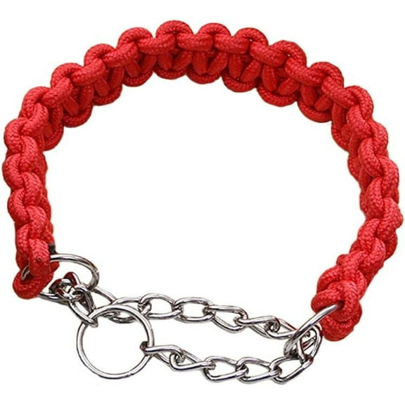 Pet Collar Heavy Duty Dog Martingale Braided Choke Collar Hand-Woven Nylon Collar for Small,Medium and Large Dogs,Large