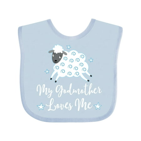 

Inktastic Godmother Loves Me Boys Christian Lamb Gift Baby Boy or Baby Girl Bib