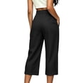 thumbnail image 5 of Yangnuo Women High Waist Pleated Capri Dress Pants With Pockets Belted Casual Business Commuter Cropped Trousers, 5 of 5
