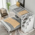 thumbnail image 6 of Kacho Bunk Bed Twin Over Twin, with Storage Drawers, Wood Twin Bunk Beds with High Length Guardrail, Twin Over Full Bunk Bed with Shelves and 6 Storage Drawers, for Teens Adults, White, 6 of 7