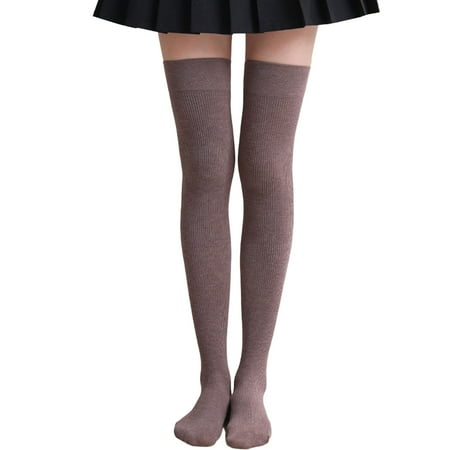

Kripyery 1 Pair Thigh High Stocking Solid Color High Elasticity Thickened Stretchy Super Soft Leg Slimming Windproof Autumn Winter Women Over Knee Socks for Party