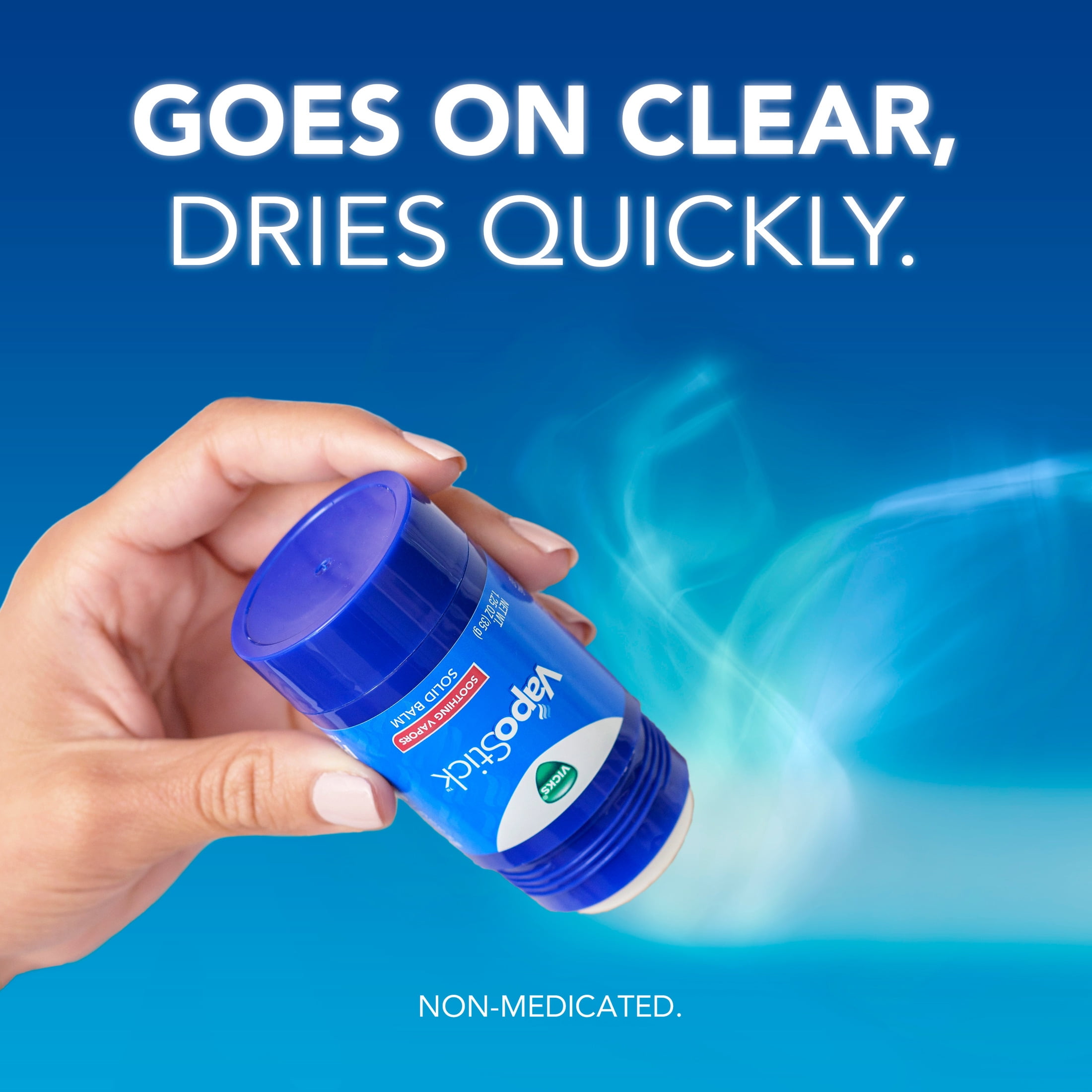 Vicks VapoStick Invisible Solid Balm for Sinus Relief, Non-Medicated Vicks Vapors, 1.25 oz