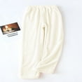 thumbnail image 3 of Women‘s Flannel Pajama Pants Fuzzy Winter Warm Wide Leg Solid Color Polka Dot with Side Pockets Drawstring Trousers, 3 of 6