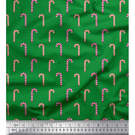 Soimoi Green Velvet Fabric Candy Stick Food Decor Fabric Printed Yard 58 Inch Wide
