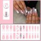 thumbnail image 4 of Fake Nails French Long Press on Coffin Nails Crystal Full Cover Acrylic Shiny, 4 of 5