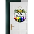 thumbnail image 2 of Eveokoki Welcome To My Classroom Front Door Sign Funny Wreaths Hanging Wooden Plaque Decoration Round Rustic Wood Farmhouse Porch Decor for Home Front Door Decor, 12 x 12 Inch, 2 of 5
