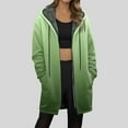 thumbnail image 2 of idosla Long Fleece Hoodies for Women Zip Up Hoodie Trendy Casual Oversized Tunic Sweatshirts Fall Winter Jacket Coat Outerwear (Green, L), 2 of 5