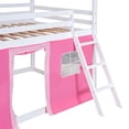 thumbnail image 3 of Bellemave House Bunk Bed with Tent, Wood Full Over Full Bunk Beds with Windows and Sills, Curtains Bunk Beds for Teen (Pink+White), 3 of 9