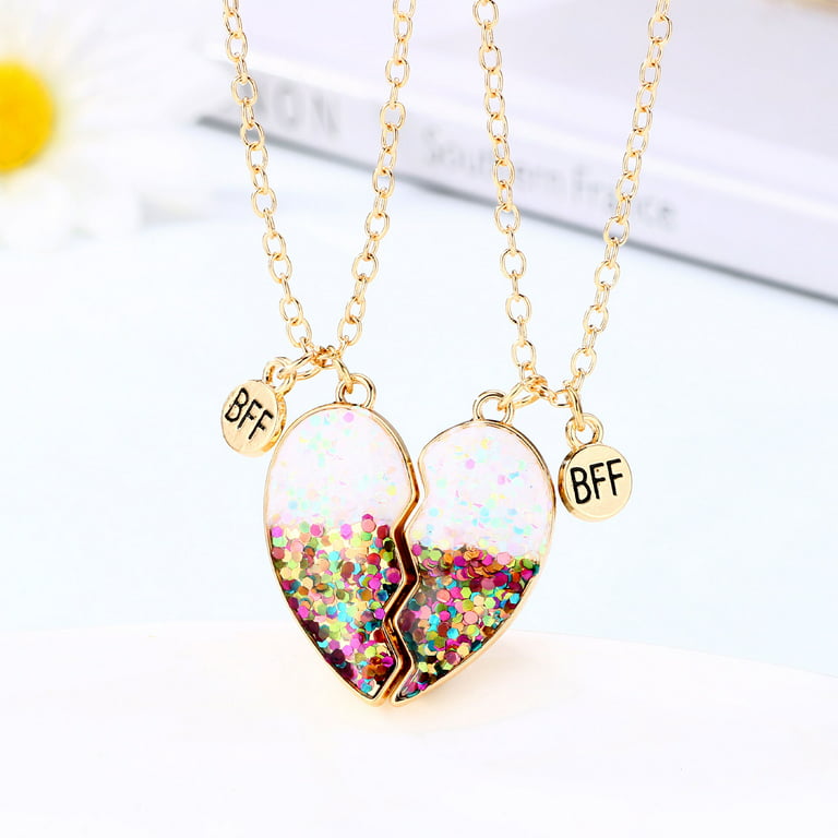 2X Matching Necklace for Best Friends Personalized Magnet Heart Pendant  Necklace Engraved Gift for Kid Children