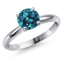 Gem Stone King 900 Platinum London Blue Topaz Engagement Ring for Women | 1.70 Cttw | Round 7MM | Gemstone November Birthstone | Size 8
