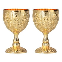 2Pcs Medieval Vintage Wine Chalice Drinking Cup Goblet European High Grade Golden Retro Ornaments for Traveling Decoration Home Collection Pumpkin Gold