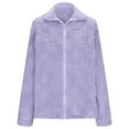 thumbnail image 5 of Atogsazn Womens Sherpa Zip Up Jacket Casual Fuzzy Fleece Long Sleeve Coat Soft Winter Warm Tops Clothing Purple XXL Fashion, 5 of 7