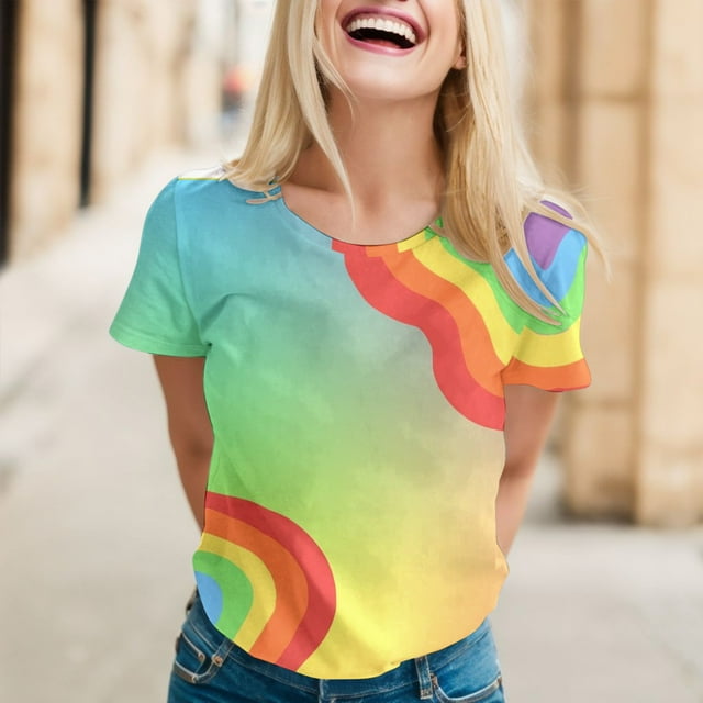 Womens Casual Printed Short Sleeve O Neck T Shirt Top Women Shirts Compression Womens Short Sleeve Shirts Spandex T Shirt Women Long Sleeve Running Tee Womens Casual Workout Tops Women Casual Raglan