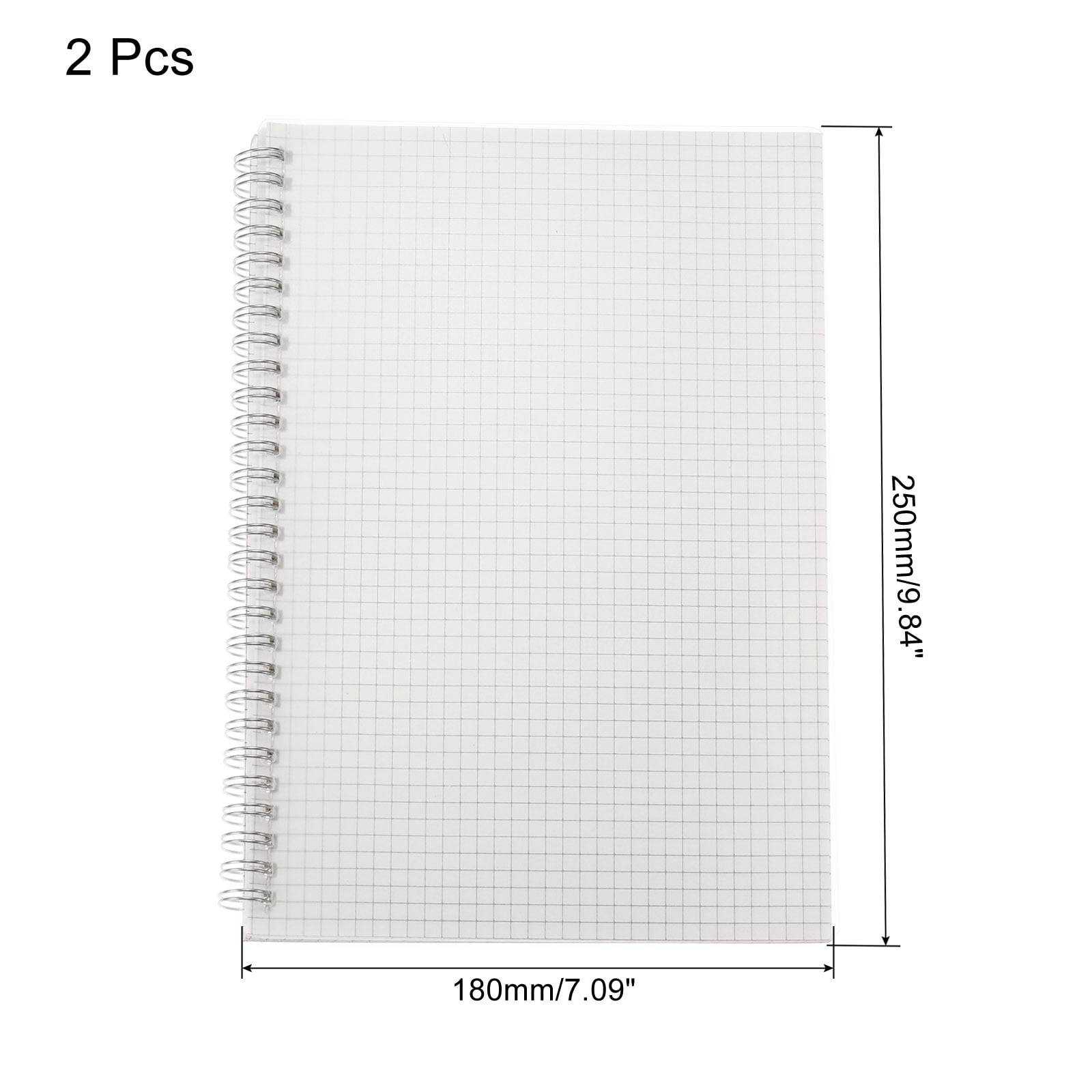 B5 Graph Clear Hardcover Spiral Notebooks 80 Sheets/160 Pages Grid Paper, 2 Pack