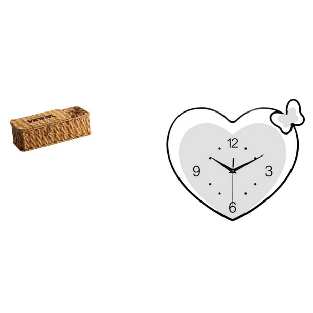 Estuche para pañuelos de escritorio,Caja de pañuelos faciales de papel retro de madera,Tapa para caja de pañuelos,porta servilletas de papel facial,Reloj de pared,Reloj de pared acrílico