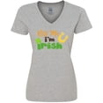thumbnail image 3 of Inktastic Saint Patrick's Day, Kiss Me I'm Irish, Clovers Women's V-Neck T-Shirt, 3 of 5