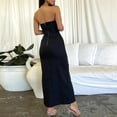 thumbnail image 4 of Women Bodycon Dress Backless Slash Neck Side Slit Vacation Outfit (Black S), 4 of 6