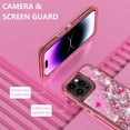 thumbnail image 5 of NIFFPD iPhone 14 Pro with Screen Protector（Anti Spy Privacy） + Camera Lens Protector, Bling Glitter Quicksand Sparkle Clear & Shockproof Protective Cover iPhone 14 Pro 6.1" Pink, 5 of 6