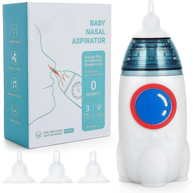 Baby Nasal Aspirator Rechargeable Clearer For Newborn Mucus With 3 Stage Suction Music Light Function