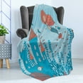 thumbnail image 4 of Mermaid Soft Flannel Fleece Throw Blanket, Art of Little Girl Under the Sea in Corals Castle and Little Fish Print, Cozy Plush for Indoor and Outdoor Use, 70" x 90", Teal Orange, by Ambesonne, 4 of 5