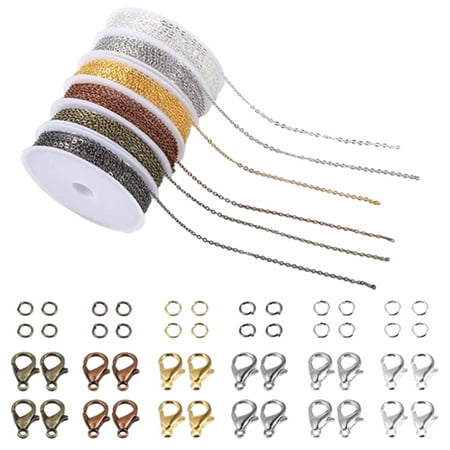 Jewelry Making Chain Spool  Link Chain Bulk with Lobster Clasps and Jump Rings for Jewelry Making DIY Bracelet Necklace Accessories-Style 2;