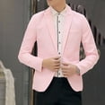 thumbnail image 4 of HEVIRGO Suit Casual Fine Workmanship Cotton Blend One Button Suit Blazer for Banquet, 4 of 10