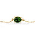 thumbnail image 2 of Gem Stone King 18K Yellow Gold Plated Silver Green Chrome Diopside Solitaire Bracelet for Women (1.20 Cttw, Oval 8X6MM, Gemstone Birthstone, Fully Adjustable up to 9 inch), 2 of 3