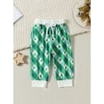 thumbnail image 5 of Qtinghua Infant Toddler Baby Girls St. Patrick's Day Clothes Long Sleeve Sweatshirt Clover Checkerboard Print Pants Set White 18-24 Months, 5 of 9