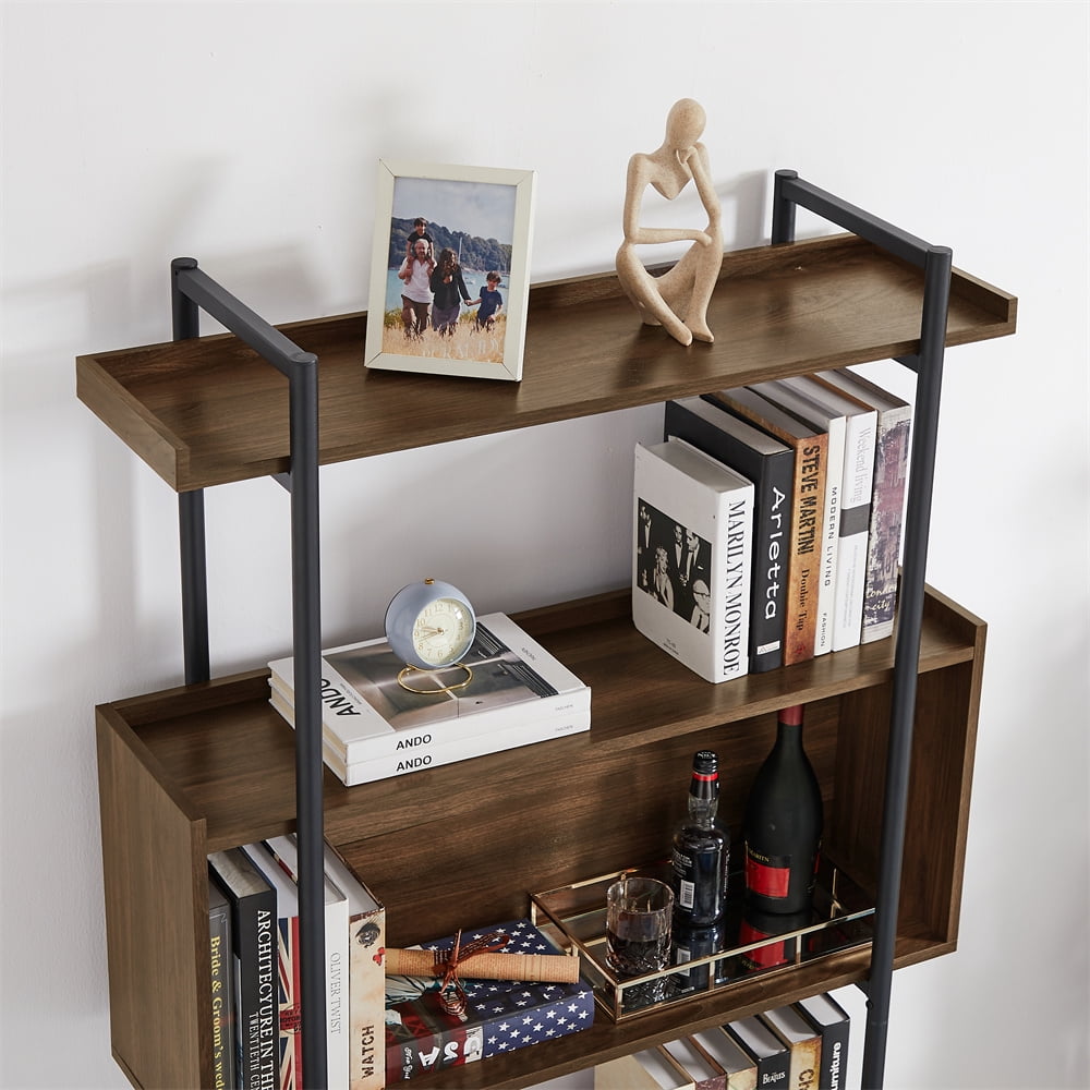 HASIODXE Bookshelf for Small Space, 3 Tier Wood Book Shelf and Bookcase  with Metal Frame, Rustic Standing Unit Shelf Display Rack for Living  Room/Home