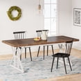 thumbnail image 3 of Tribesigns Farmhouse Dining Table for 6 People, 70.8-Inch Rectangular Wood Dining Table, Rustic Kitchen Table with Heavy Duty Metal Legs for Dining Room (Brown/White), 3 of 15