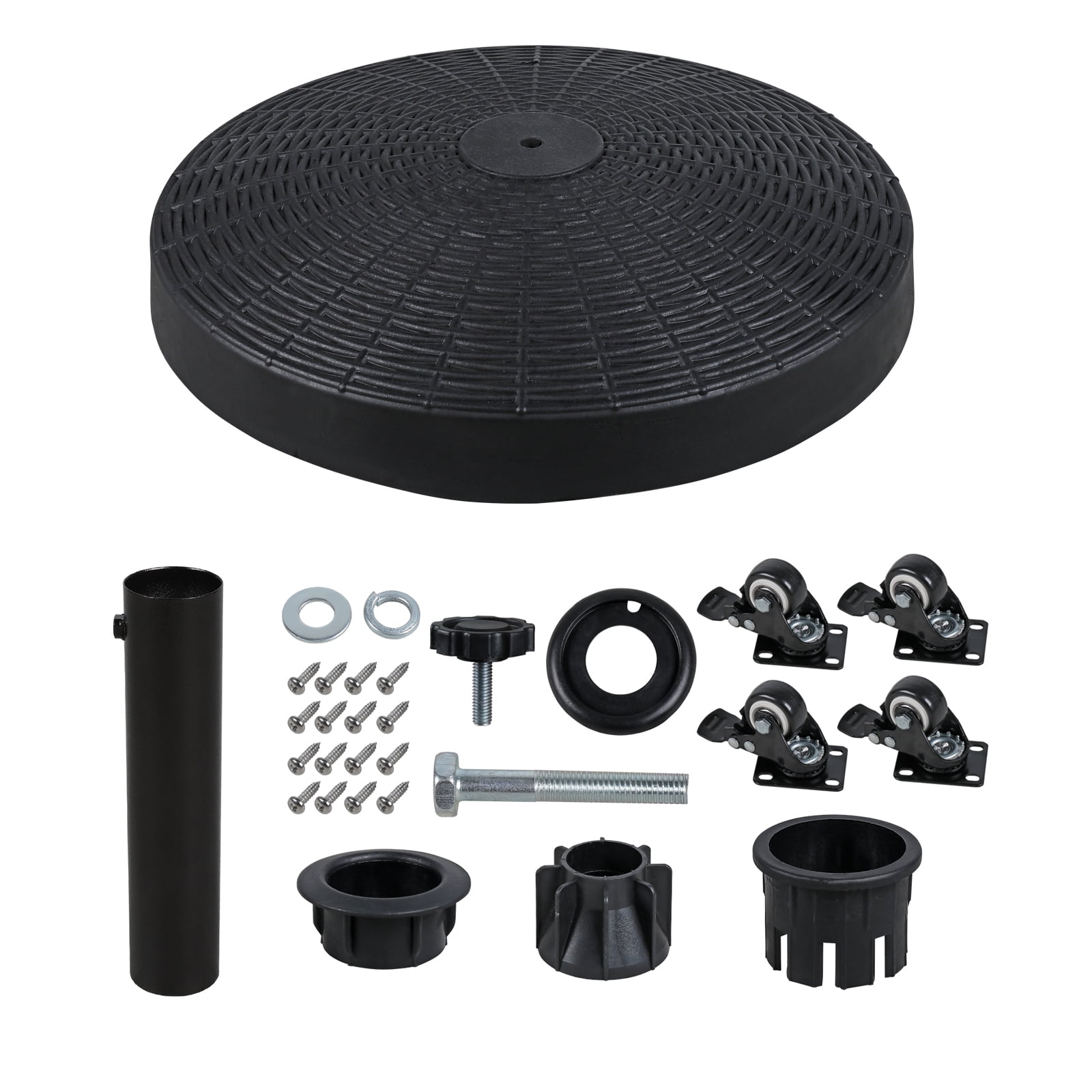COBANA Patio Umbrella Base with Wheels, Heavy-duty Round Resin Umbrella Stand Weights, 52lbs, Black