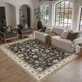 thumbnail image 3 of BERTHMEER 8'x10' Area Rugs for Living Room Large Vintage Black and Gold Carpets for Bedroom Office Machine Washable Farmhouse Dining Room Oriental Rugs Non Slip Traditional Distressed Rugs, 3 of 8