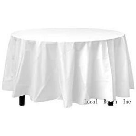 

12-Pack Premium Plastic Tablecloth 84In. Round Table Cover - White