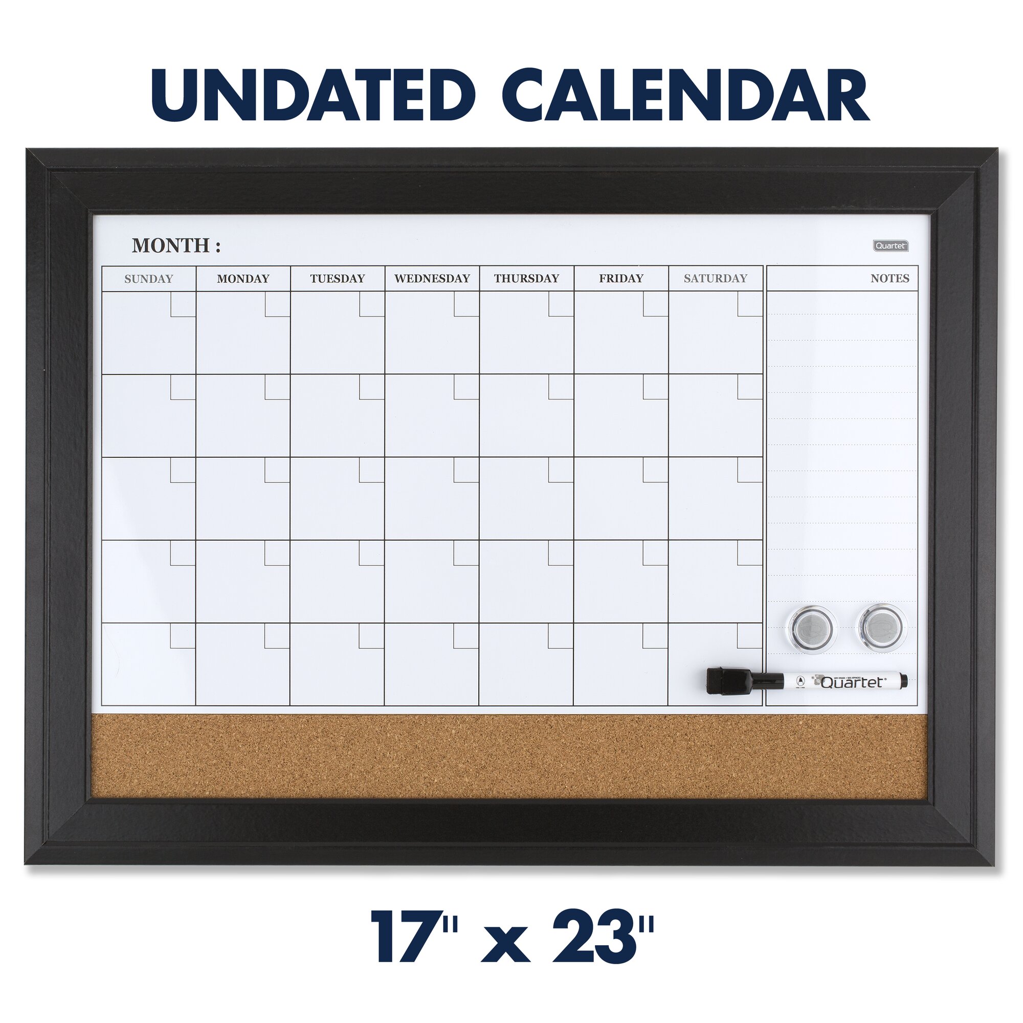 Quartet Combination Calendar Board, Espresso Frame (79275