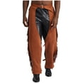 thumbnail image 2 of Zaldita Mens Suede Fringe Western Cowboy Chap Fancy Dress Outfit Fashion Trousers Leggings Brown L, 2 of 7