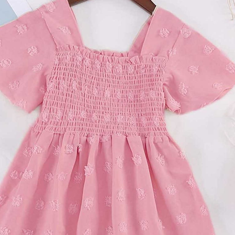 CINVREST Girls Ruffled Dress Smocked Square Neck A-Line Short Dress Sleeveless/Short Sleeve Casual Summer Cute Dresses (4-5 Years, Pink|Short-Sleeve), CINVREST Girls Ruffled Dress Smocked Square Neck A-Line Short Dress Sleeveless/Short Sleeve Casual Summer Cute Dresses (4-5 Years, Pink|Short-Sleeve),