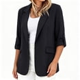 thumbnail image 3 of Vmvidoty 2026 Blazer for Women Business Casual Outfits Ruched 3/4 Sleeve Lapel Spring Dressy Suit Jackets Black S, 3 of 8