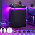 thumbnail image 5 of Nightstand with Drawers and LED Lights,Sliding Top,Tall Bedside Table with Charging Station,Modern End Side Table for Bedroom,Black, 5 of 8