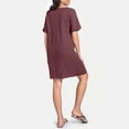 thumbnail image 5 of Adeawade Party Dresses For Women Short Sleeve V Neck Solid Colour Pullover Flowy Button Down Dress Casual Wear M Wine, 5 of 6