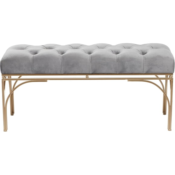 Metal Bench with Velvet Seat