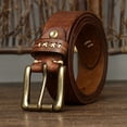 thumbnail image 4 of Cinturón de piel de vaca con hebilla de alfiler para hombre, estilo retro desgastado, personalizado, de primera capa, lavado, personalizado, para jeans, 4 of 6