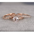 thumbnail image 4 of 2 carat Real Morganite Ring with Man made diamond moissanite Trio Ring Set with 1 Engagement Ring and 2 Wedding Bands with 18k Gold Plating, 4 of 5