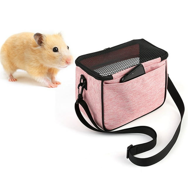 Sac de Messager Portable pour Animaux de Compagnie Sac de Transport de Hamster avec Sangle Réglable Respirant Mesh Petit Animal Sac de Voyage pour Cobaye Chaton Hérisson Écureuil Chinchilla Rat Furet